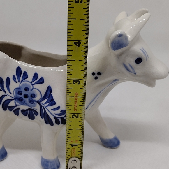 Whimsical Delft Blue and White Ceramic Cow Pitcher - Picture 15 of 15